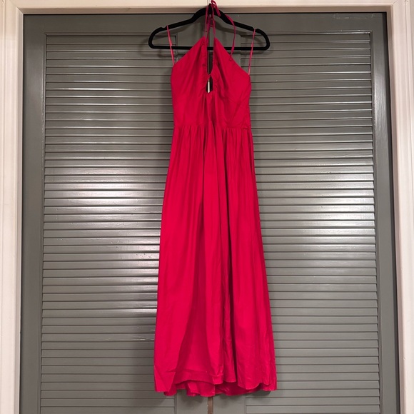 Reformation Stassie Halter Neck Dress in Red - Picture 3 of 8